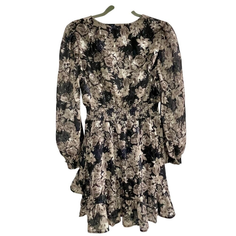 Dizzy Lizzy Black Tan Floral Tiered Ruffle Mini Dress Size S NWOT - Picture 3 of 14